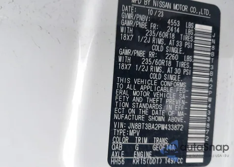 2023 Nissan Rogue Sv Fwd from USA, damaged, VIN JN8BT3BA2PW433872